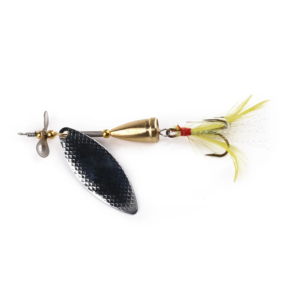 Wholesale SP186 10cm 13g Artificial Metal Spinner Baits Spoon Fishing Lures with Feather Hook