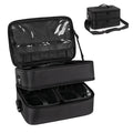 For Extra Large PU Zipper Double Layer Makeup Travel Case Organizer for Artist Hairstylist with 2 Detachable Pouches