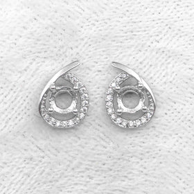 Sterling Silver 4mm/5mm Semi Mount Stud Earrings Empty Support Blank Claws Setting S925 Base Without Center Stone for DIY Inlay