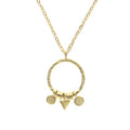 Rainbowking S925 Vintage Hollow Circle Charm 18k Gold Plated Ins Geometric Pendant Necklace for Women with Link Chain