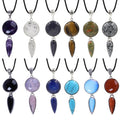 Silver Tone Long Teardrop Crystal Pendants Necklace for Women Men Waterdrop Healing Crystal Quartz Charms Choker Jewelry