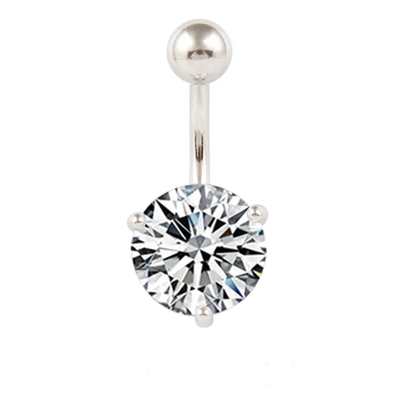 Zircon Stone Jewelry 925 Sterling Silver Navel  Belly Nail Belly Button Ring