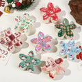 New Christmas ABS Material Hair Claw Clips 8 CM Flower Lovely Printing Claw Clips for Holiday Accessory