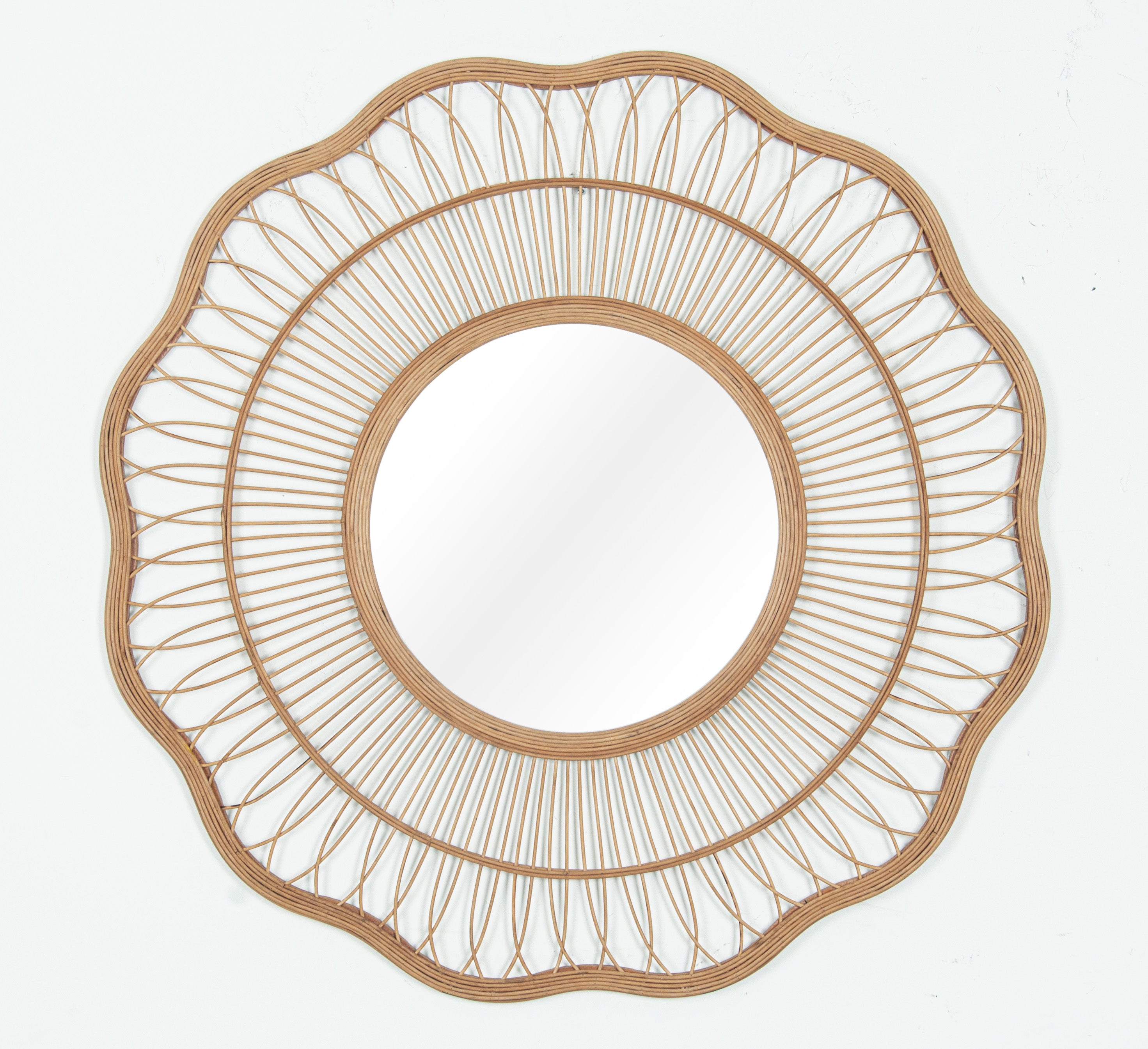 93 Nordic Original Wood Color Willow Mirror Features Hand-Decorated Wall Hanging Home Creative Table Scene Decoration