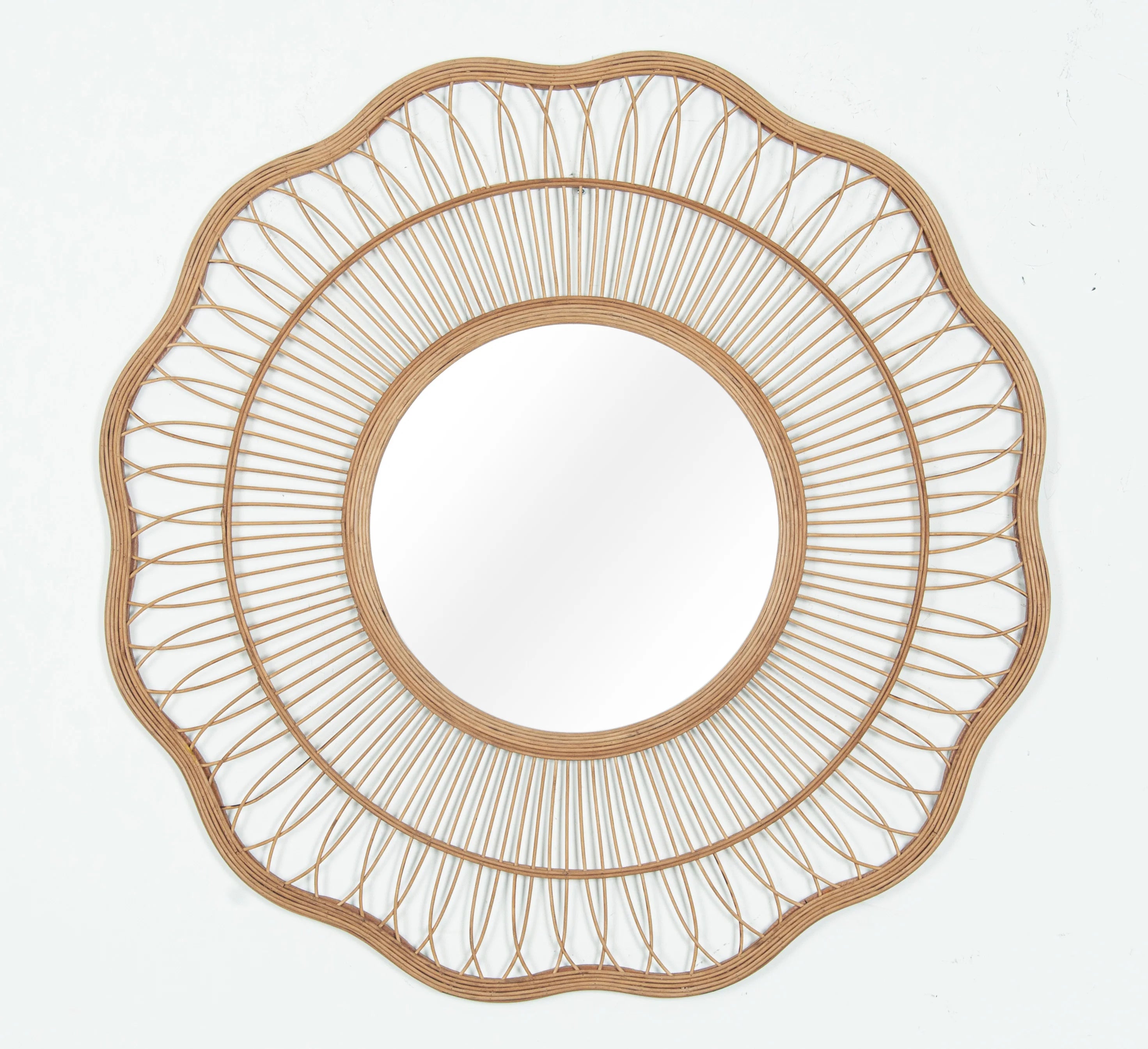 93 Nordic Original Wood Color Willow Mirror Features Hand-Decorated Wall Hanging Home Creative Table Scene Decoration