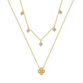 Four Leaf Clover Natural Freshwater Pearl Jewelry for Women 925 Silver Double-layer Chain Necklace Earring and Ring Jewelry Set