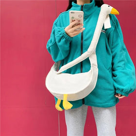 Wholesale Canvas Animal Shape Bag Female New Trend Funny Cute Ugly Duck Student Messenger Shoulder Bag