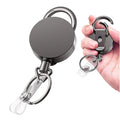 Heavy Duty Metal Retractable Badge Holder Reel with Belt Clip Key Ring Outdoor Cool Gift Gun Black Badge Holder