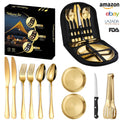 XHL SUB Reusable Portable Outdoor Cutlery Set Metal Flatware Steak Knife Fork Spoon Dinnerware for Camping Picnic