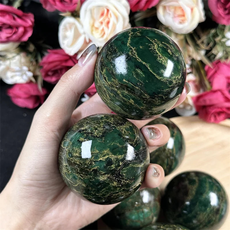 Natural Crystal Sphere Healing Quartz Green Stone Verdite Sphere for Sale