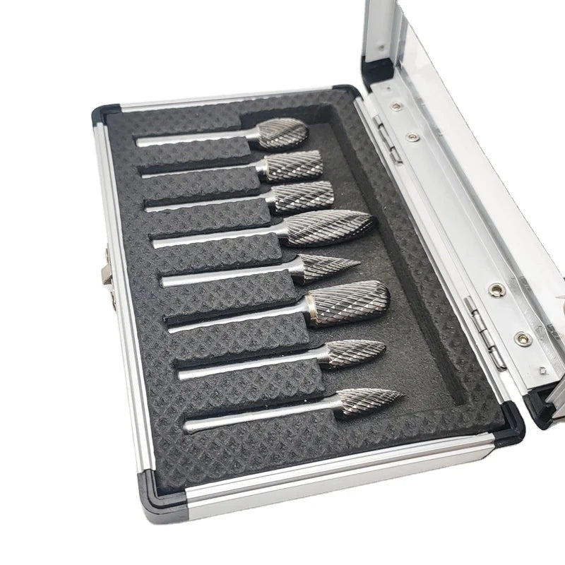 8pcs Solid Carbide Double Cut Rotary Burr Set Tool Parts for Precision Cutting