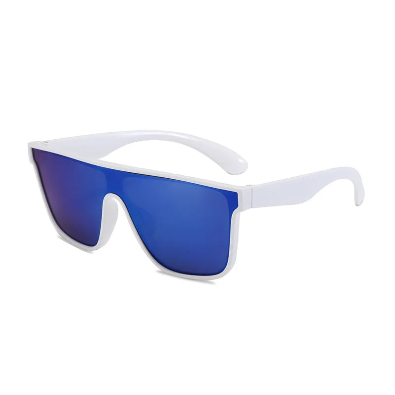 Custom logo Unisex Colorful Coated Gradient Mirror Sunglasses Uv400 Large Frame One Piece Outdoor Cycling Sports Sunglasses
