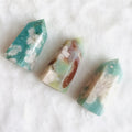 Selling Rare Natural Cherry Blossom Agate Crystal Tower Green Flower Agate Point For Ornament