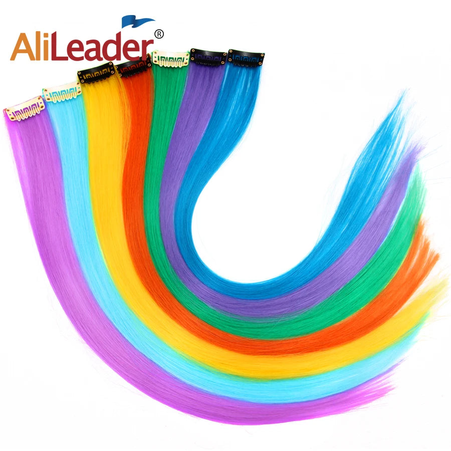 Alileader Hair Heat Resistant Fiber One Clip Hairpiece Synthetic Hair Extensions 20 Inch Long Hair with Clips in