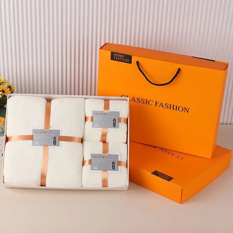 Hot Custom Logo Wholesale Coral Fleece Face Towel Set Soft and Absorbent Bath Towels for Adults in Sustainable Gift Box