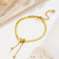 Ouj Simple Snake Chain Gold or Rose Gold Plated Stainless Steel Butterfly Charm Bracelet Trendy for Women's Anniversary