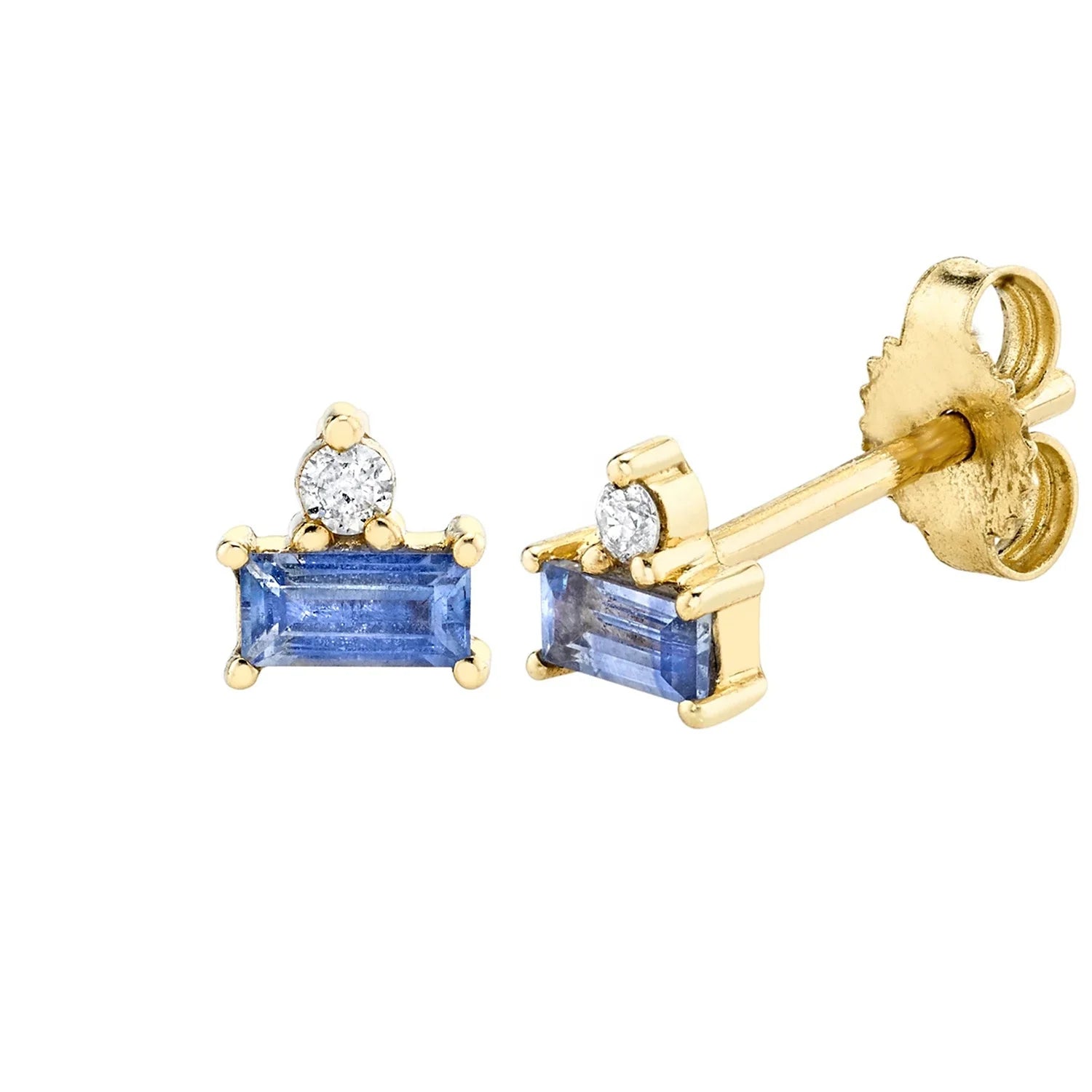 LOZRUNVE Daily Wear Jewelry Hot Selling Small 14k Gold Plated Baguette Elegant Stud Earring