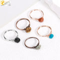 CSJA Hot Reiki Fashion Jewelry Wire Wrapped Crystal Ring Irregular Amethyst Crystal Natural Stone Rings Bulk Wholesale H234
