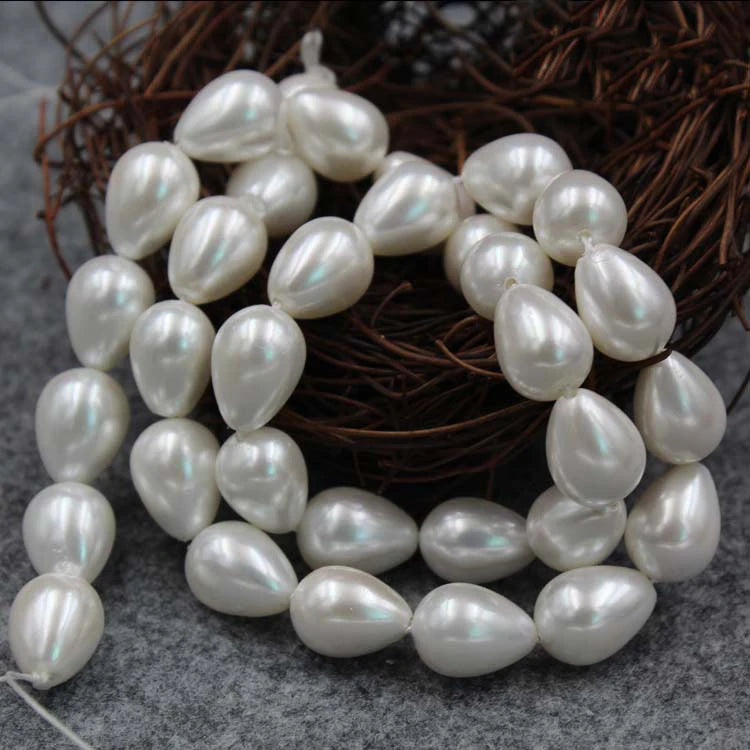 Wholesale White Tear Drop Shaped Natural Shell Pearl for Necklace and Bracelet DIY Handmade Jewelry