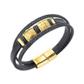 361L Stainless Steel Buddha Head Bead Warp Leather Bracelet Casual Fashion Leather Bangle Jewelry for Men