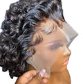 Cuticle Aligned Raw  Hair Pixie Wig Curly Transparent 13*4 Lace Front Human Hair Wigs Wholesale