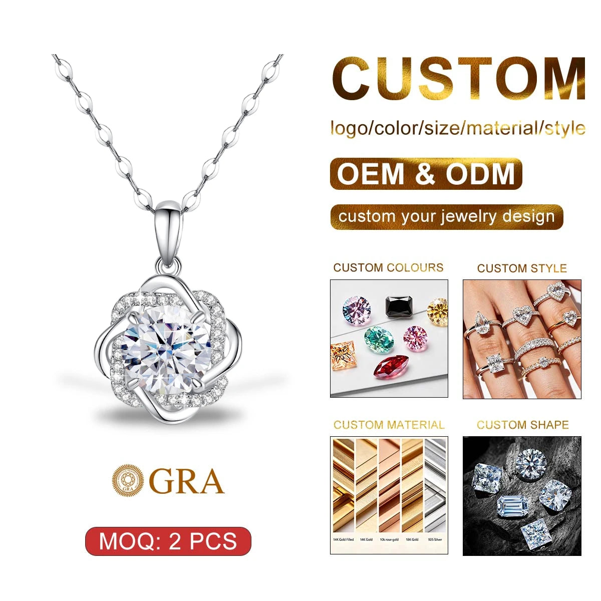 VVS1 D Color 3ct Sterling Silver Wedding Necklace Wholesale Fine Jewelry Joyas Diamond Moissanite Pendant and Chain Women
