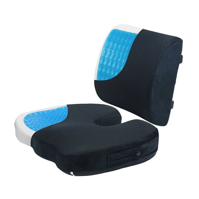 Seat Cushion for Office Chair Memory Foam Cooling-Back & Butt Pillow for Sciatica Tailbone Coccyx Nursing Sleeping Hotel Use