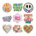 Iron on Embroidery Cartoon Spring Brilliant Color Positive Energy Good Viber Flower Smile Heart Patch for Cloth Bag