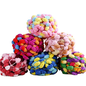 Wholesale Polyester 0.2NM/1 Soft Rainbow Space Section Dyed Fancy Velvet Pompom Yarn for Knitting Blanket Cushion 130g