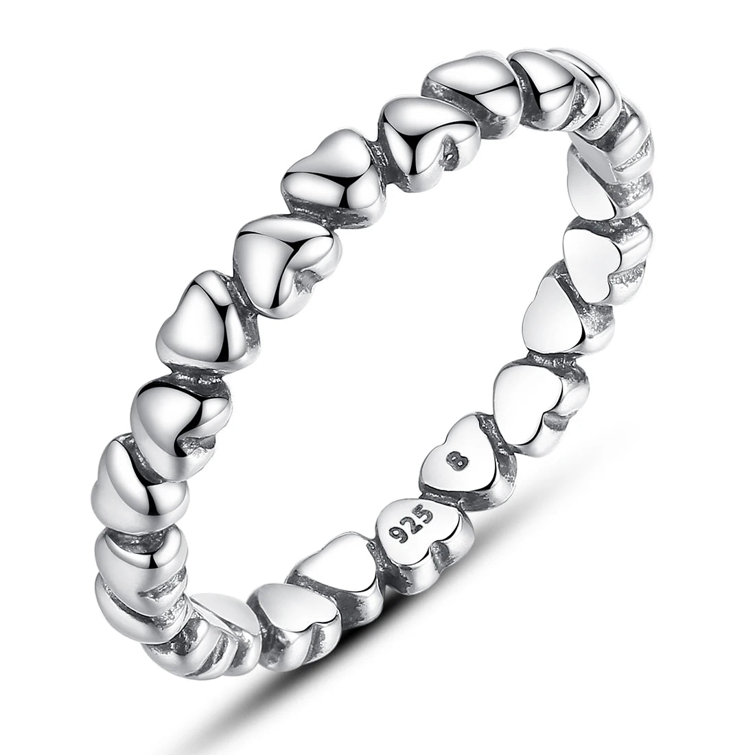 Factory 925 Sterling Silver Forever Love Heart Finger Ring Original Woman Jewelry Gift Stackable Bague Korean Jewelry PA7108