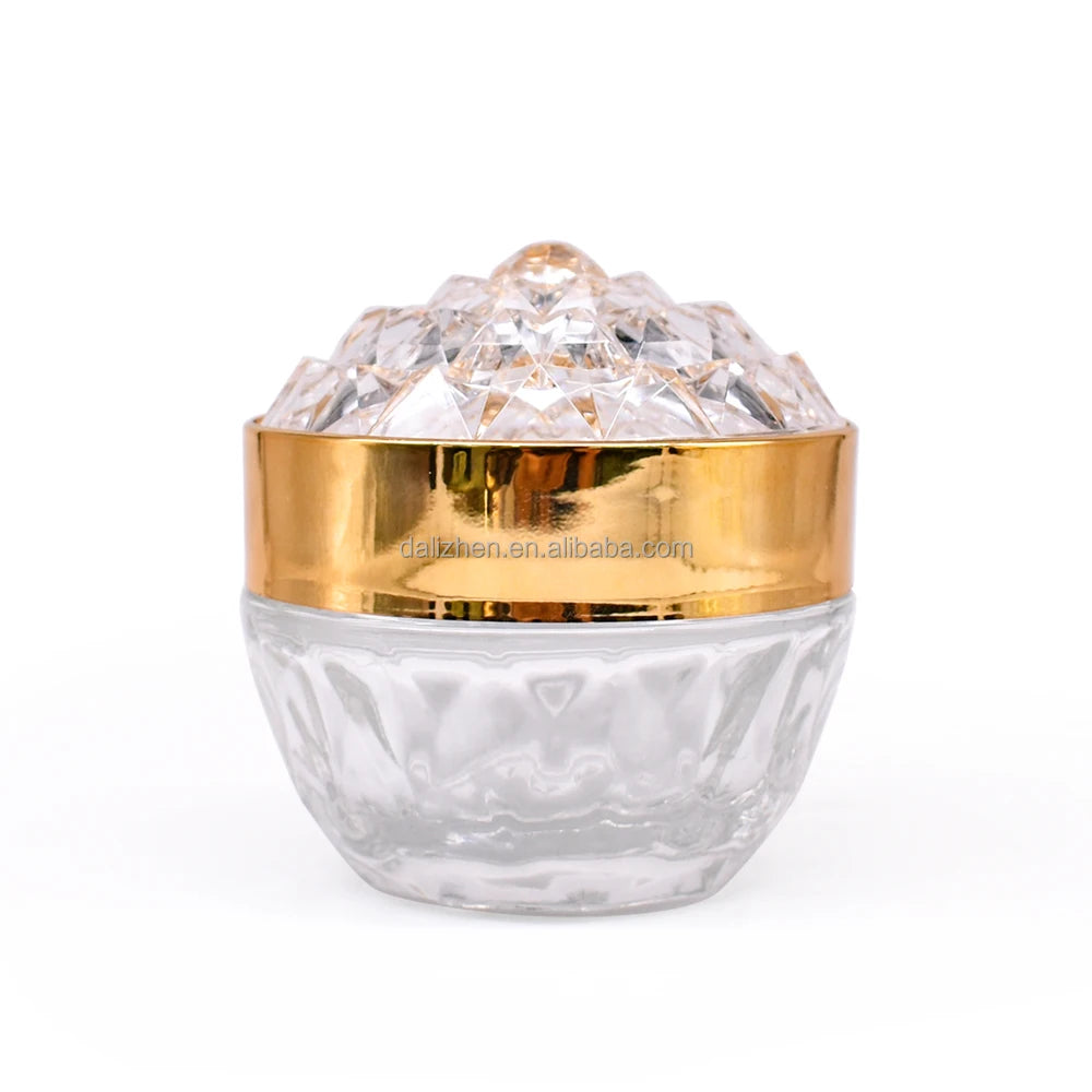 50G Luxury Cosmetic Packaging Containers Transparent Gemstone Top Cover Shaped Jar for Cream