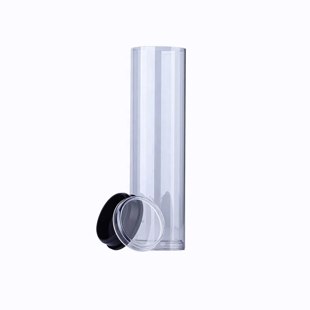 Custom Transparent Plastic Cylinder Lipstick Packaging Container with Flip Top Cap-PVC PC Material