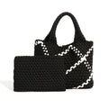 New Arrival Neoprene Fabric Woven Tote Bag Large Neoprene Beach Bag Purse Weave Handbag With Neoprene Small Pouch