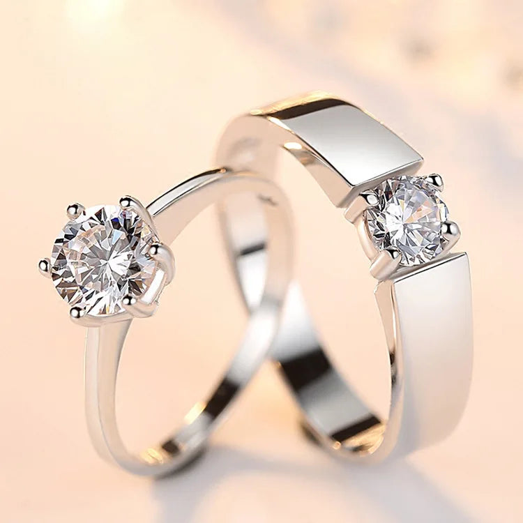 Classic Couple Rings for Men Women CZ Stone Trendy Wedding Lovers' Ring Jewelry Romantic Valentine's Day Present Ring Accessory