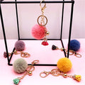 New Arrival Pom Pom Faux Fur Ball Keychain Fluffy Keyring for Girls and Women Plush Keychains