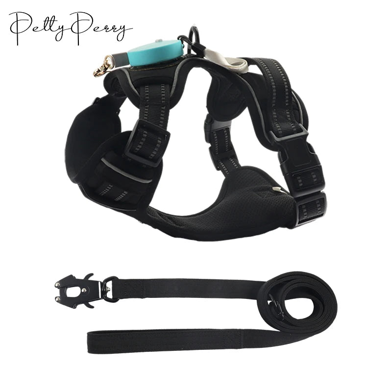 Metal Buckle Arnes Para Perros Pet Harnesses Automatic Retractable Dog Leash Easy Control Harness Tactical Dog Harness