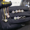 Shining Trendy Sterling Silver Moissanite 7.5mm 1.5ct Necklace 3carat Round Stud Earrings Iced Out Women Fahion Jewelry Sets