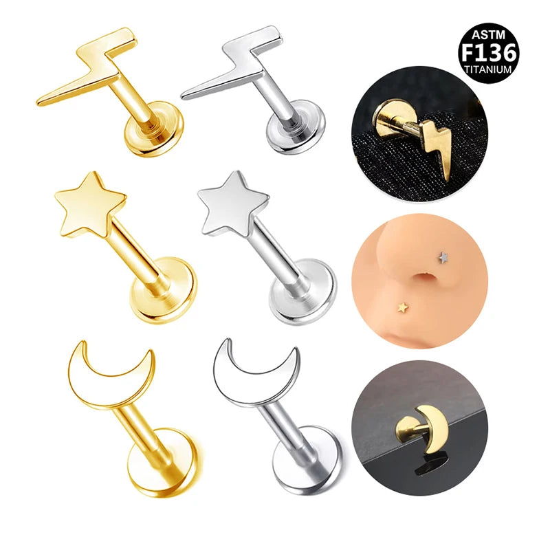 Getta G23 Titanium Cartilage Lip Ring Body Jewelry with Star Pattern Stylish Children's Wedding Gift