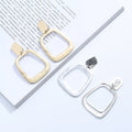 TongLing European New Design Double Color Statement Trapezoid Geometric Exaggerated Clip Earrings for Women