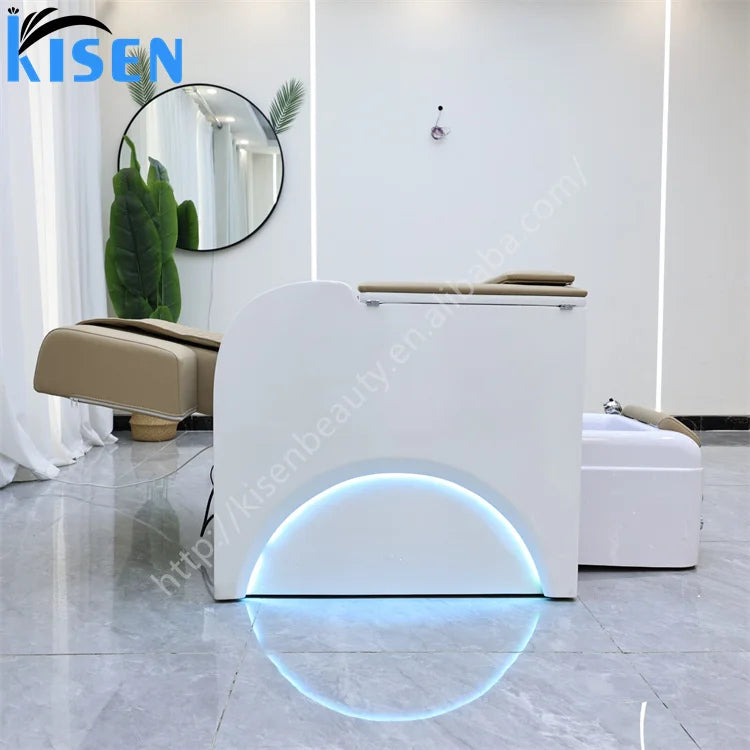 Kisen Hot Sale Beauty Nail Salon Electric Reclining Pipeless Whirlpool Pink Beige Black White Foot Spa Pedicure Chair