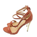 Plus Size Elegant Round Toe Stiletto High Heel Shoes Ankle Strap Pink Sandal Heels for Ladies