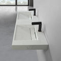 Newzealand Hotel Popular Artificial Stone Modern Wall Hung Sink with Drainer Luxury Double Basin for Hotel and Villa Use