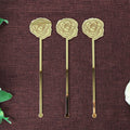 Custom Gold Mirror Acrylic Cocktail Drink Stirrers Stirring Rods with Engraving Rose Pattern Logo for Wedding Drink Decor