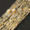 Natural Stone Beads Smooth 2/3/4/6mm Square Shape 9K Gold Hematite Cube Loose Beads for Jewelry Making DIY Necklace Bracelet