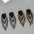 Kaimei 2025 Earring Fashion Jewelry New Bohemian Long Tassel Earrings Female Ethnic Handmade Seed Beads Fan Bohemia Earrings