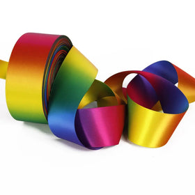 Okay Pastel 9mm to 50mm Sihiny Double Face Rainbow Satin Ribbon 100% Polyester High Tenacity
