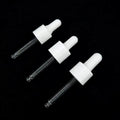 13/415 18/410 20/410 22/410 24/410 Transparent Glass Pipette Droppers Rubber Silicone Head Smooth White Plastic Screw Dropper