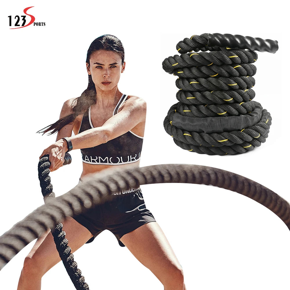 123Sports Wear Resistant and Durable Bodybuilding Fitness PE Battle Ropes for Gym