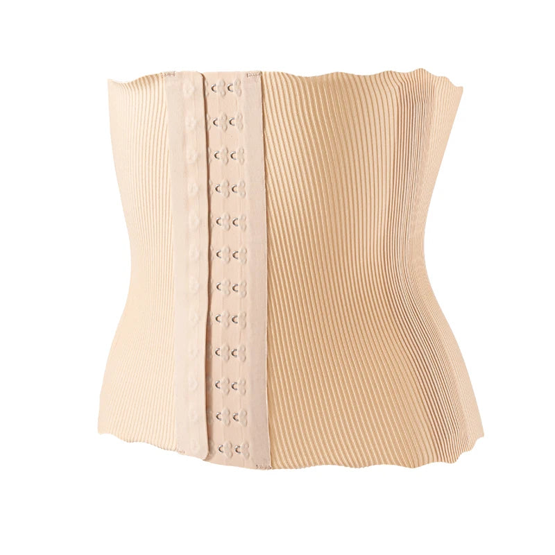 Women Seamless Invisible Waist Trainer 8 Steel Bones Tummy Control Waist Slimmer Adjustable Hooks Stripe Scallop Cut Cincher