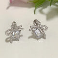 Fashion Cubic Zircon Stud Earrings Bling Bling Twist Knot Shape 925 Sterling Silver Earrings